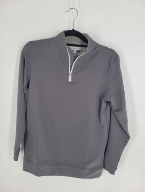 NWT Peter Millar Youth 1/4 Zip Pullover Gray Long Sleeve Golf Top Sz L